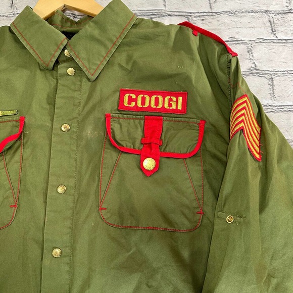 COOGI Vintage Green Cotton Mens Size XXL Casual Western Utility Dress Shirt - Picture 3 of 12